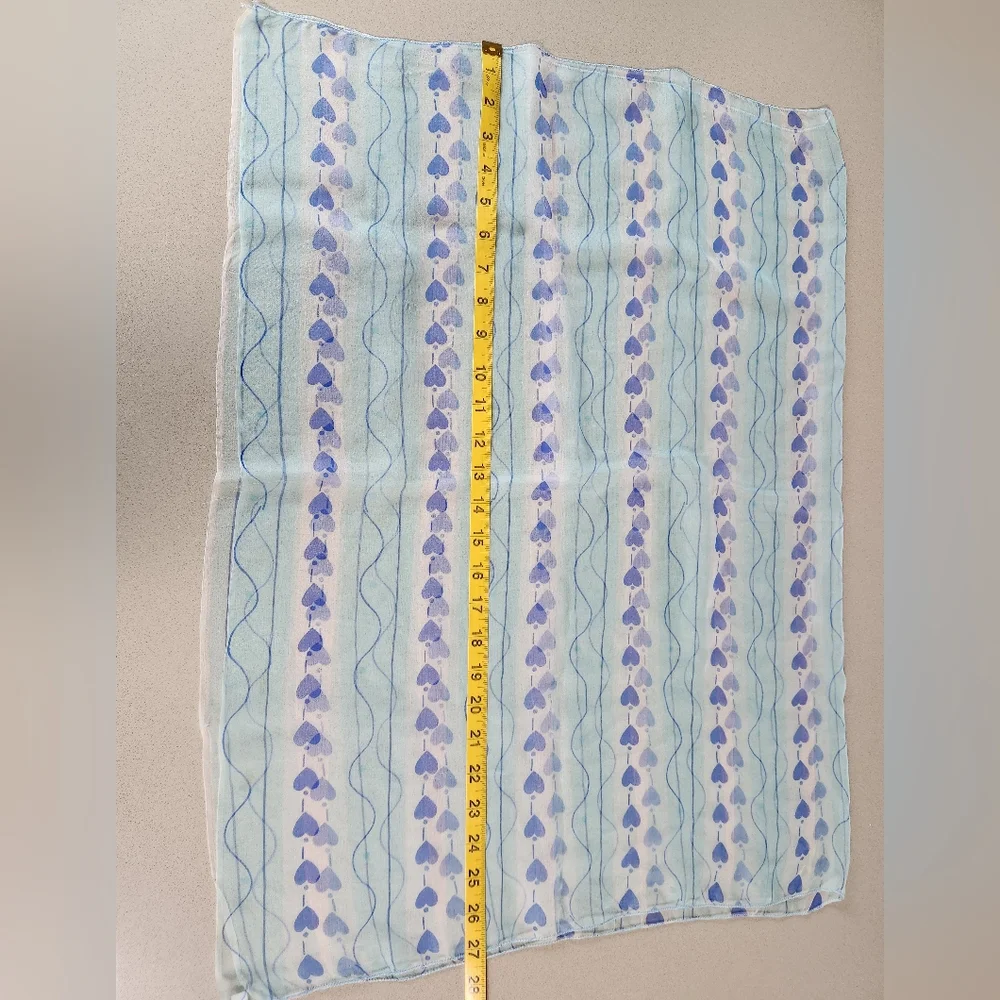 VTG Strings of Hearts 100% Silk Scarf ~LIGHT BLUE